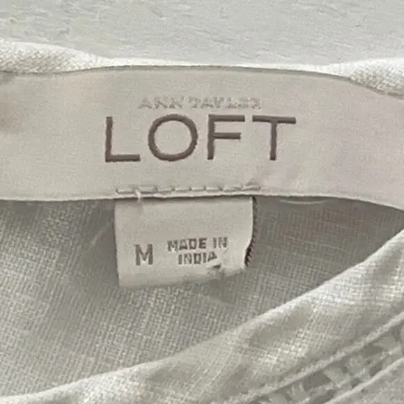 LOFT White Sleeveless Lace-Trim Cotton Blouse - Picture 8 of 11